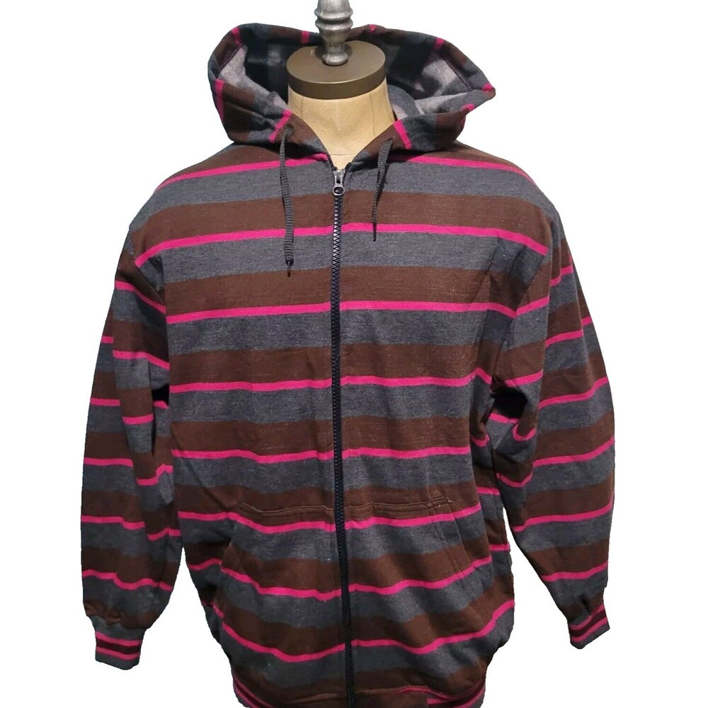NWT Pacific Polo Club Hoodie Unisex L Multicolor Stripe Heavyweight Full …